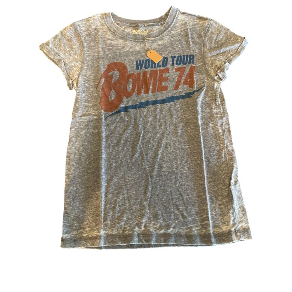 Recycled‎ Karma Womens David Bowie 74 World Tour Graphic Tee Gray
